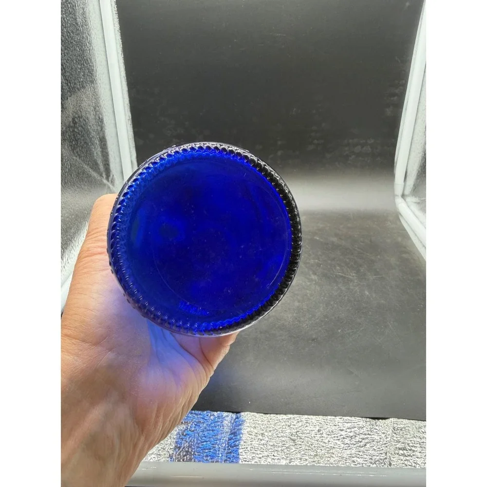 Vintage Cobalt Blue Glass Wine Bottle Tall Slender Decorative Vase 12.5 Inch